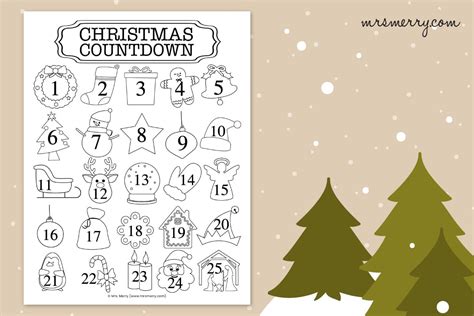 Printable Christmas Countdown Calendar 2021